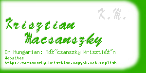 krisztian macsanszky business card